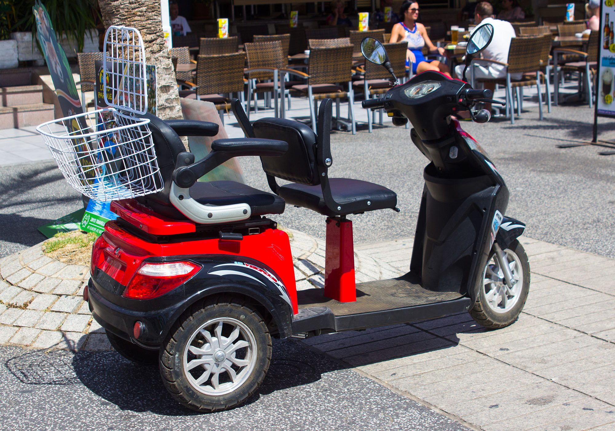 Red mobility scooter